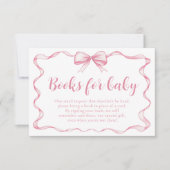 Meisje Pink Bow Baby shower Boeken voor Baby Kaart (Voorkant)