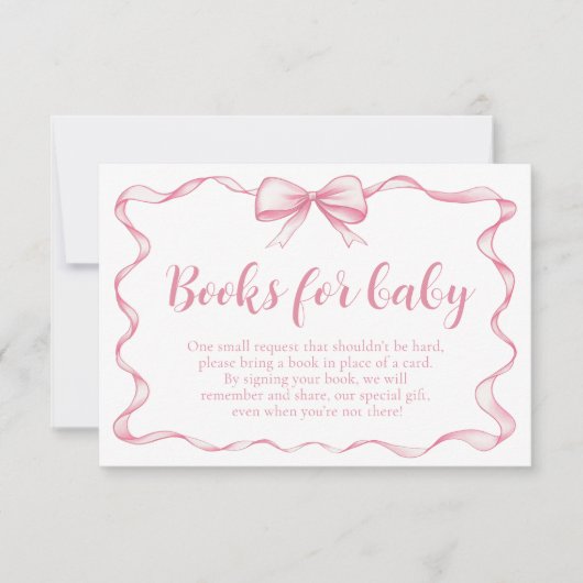 Meisje Pink Bow Baby shower Boeken voor Baby Kaart (Voorkant)