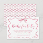 Meisje Pink Bow Baby shower Boeken voor Baby Kaart (Voorkant / Achterkant)
