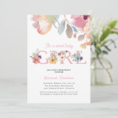 Meisje Pink Floral Baby shower Kaart (Staand voorkant)