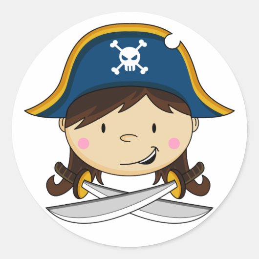 Meisje Pirate Captain Sticker (Voorkant)