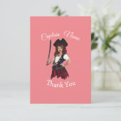 Meisje Pirate thema Bedankkaart (Staand voorkant)