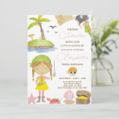 Meisje Pirate Verjaardag Uitnodiging (Staand voorkant)