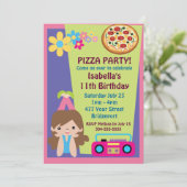 Meisje Pizza Party Verjaardag Kaart (Staand voorkant)