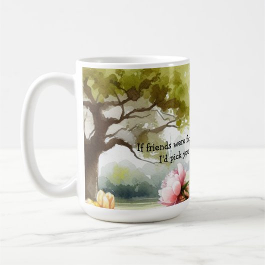 Meisje plukken bloemen vriendschap bericht koffiemok (Links)