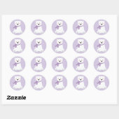 Meisje Polar Beer Baby shower Paarse Ronde Sticker (Vel)