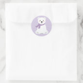 Meisje Polar Beer Baby shower Paarse Ronde Sticker (Tas)