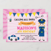 Meisje politieagent verjaardag uitnodiging (Voorkant / Achterkant)