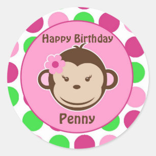 Meisje Polka Dot Monkey Stickers