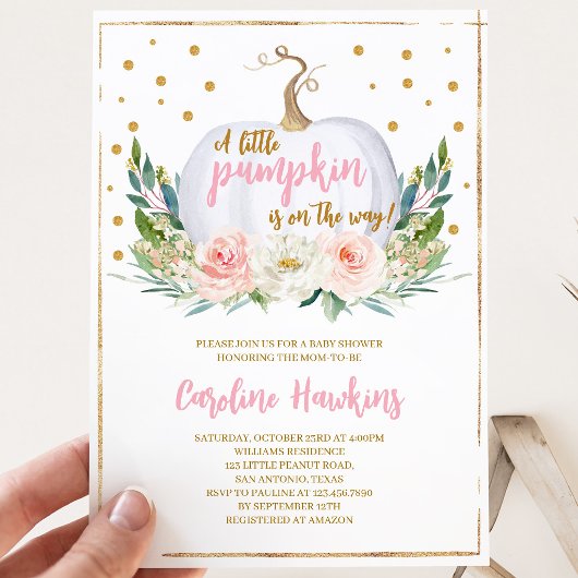 Meisje Pompoen Baby Shower Kaart