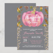 Meisje Pompoen Herfst Baby Shower Gouden Glitters Kaart (Voorkant / Achterkant)