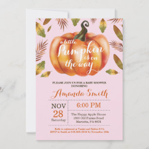 Meisje Pompoen Herfst Baby Shower Uitnodiging