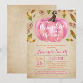 Meisje Pompoen Herfst Baby Shower Uitnodiging Rust (Voorkant / Achterkant)