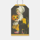 Meisje Pompoen Kat  Halloween Gift Labels Cadeaulabel (Voorkant)