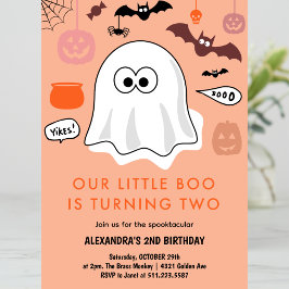 Meisje Pompoen Oranje Geest Halloween 2e Verjaarda Kaart