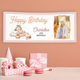 Meisje Pompoen Patch Bows Foto Happy Birthday Part Spandoek