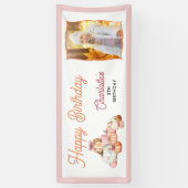 Meisje Pompoen Patch Bows Foto Happy Birthday Part Spandoek (Verticaal)