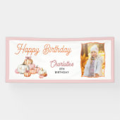 Meisje Pompoen Patch Bows Foto Happy Birthday Part Spandoek (Horizontaal)