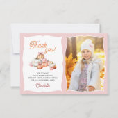 Meisje Pompoen Patch Bows Verjaardagsfeest Dank u Bedankkaart (Voorkant)