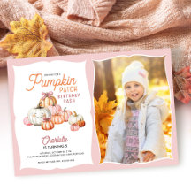 Meisje Pompoen Patch Strikken Foto Verjaardagsfees