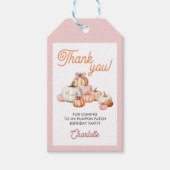 Meisje Pompoen Patch Strikken Verjaardagsfeest Dan Cadeaulabel (Voorkant)