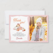 Meisje Pompoen Patch Strikken Verjaardagsfeestje B Bedankkaart (Voorkant)