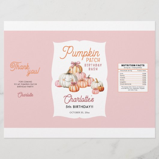 Meisje Pompoen Patch Verjaardag Party Chip Bag Wra Flyer (Voorkant)