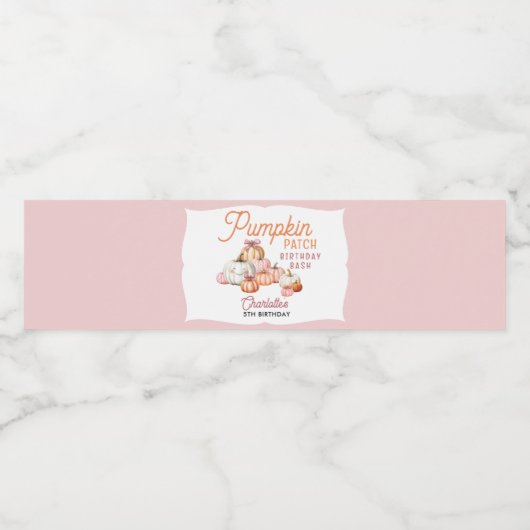 Meisje Pompoen Patch Verjaardag Water Fles Label Waterfles Etiket (Enkel label)