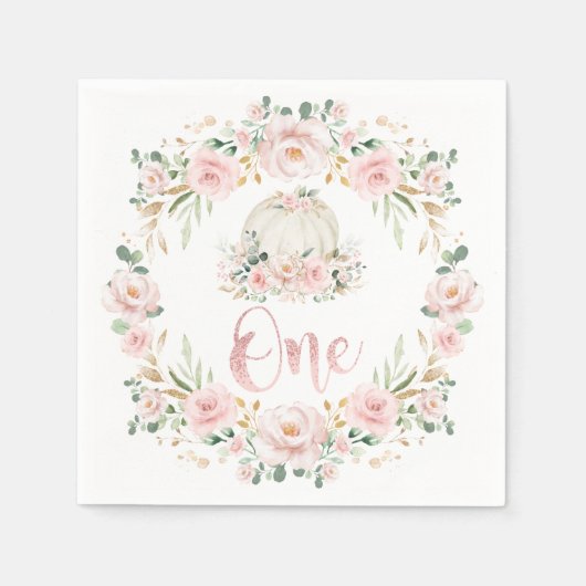 Meisje Pompoen Roos Gouden Bloem 1e eerste verjaar Servet (Voorkant)