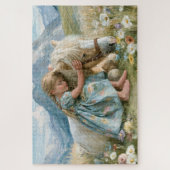 Meisje Pony Bergen Weide Schilderij Legpuzzel (Verticaal)