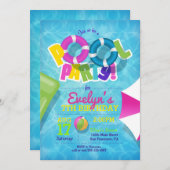 Meisje Pool Party Uitnodiging - Pool Uitnodiging v (Voorkant / Achterkant)