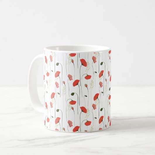  Meisje Poppies Bloemenmotief Koffiemok (Voorkant links)