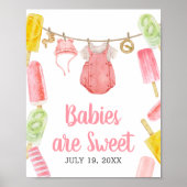 Meisje Popsicle Baby shower Baby's zijn lief Poster (Voorkant)