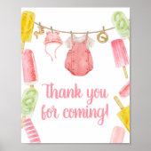 Meisje Popsicle Baby shower Bedankt Card Poster (Voorkant)