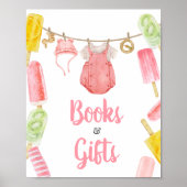 Meisje Popsicle Baby shower Boeken en geschenken Poster (Voorkant)