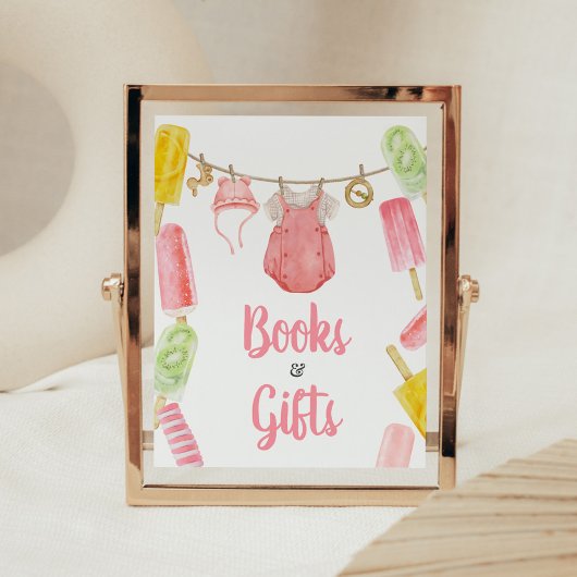Meisje Popsicle Baby shower Boeken en geschenken Poster