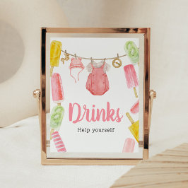 Meisje Popsicle Baby shower Drinken Poster