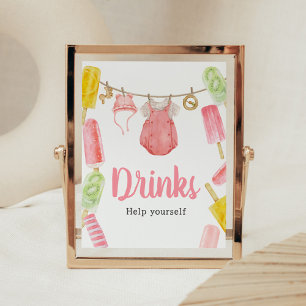 Meisje Popsicle Baby shower Drinken Poster