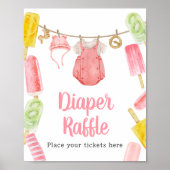 Meisje Popsicle Baby shower Luier Raffle Poster (Voorkant)