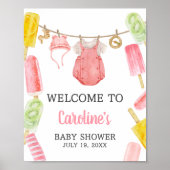 Meisje Popsicle Baby shower Welkom Poster (Voorkant)