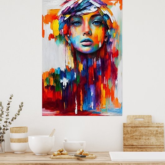 Meisje portret van elegantie poster (Keuken)