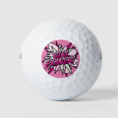 MEISJE POWER Fun Retro Comic Book Roze Golfballen (Voorkant)