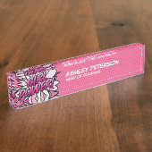 MEISJE POWER Fun Retro Comic Book Roze Naambordje (Zijkant)