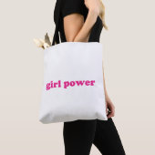 Meisje power hot roze moderne typografie feminist tote bag (Dichtbij)