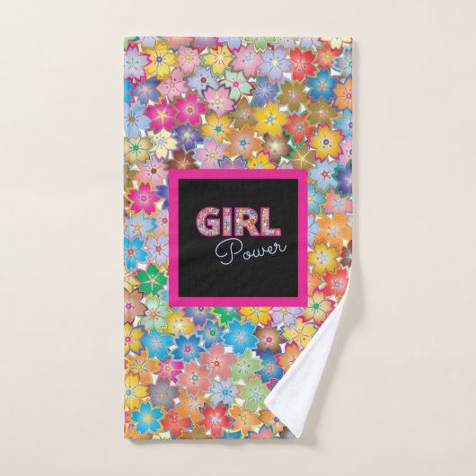 Meisje Power | Roze Meisje Mooie Wildflower Vrouwe Bad Handdoek (Handdoek)
