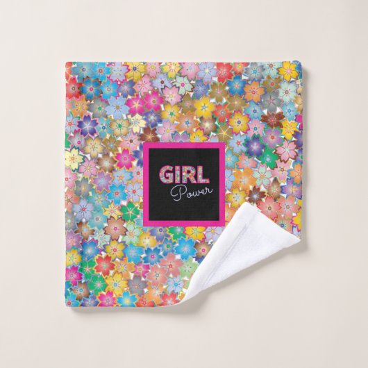 Meisje Power | Roze Meisje Mooie Wildflower Vrouwe Bad Handdoek (Wasdoekje)