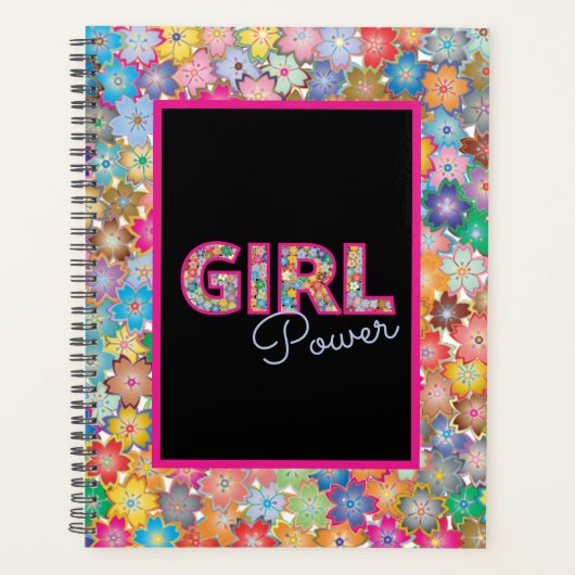 Meisje Power | Roze Meisje Mooie Wildflower Vrouwe Planner (Voorkant)