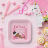 Meisje power roze papieren bordje (Feest)