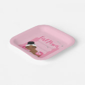 Meisje power roze papieren bordje (Gebogen)