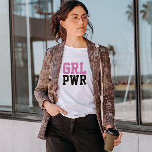 Meisje Power Roze Zwart Modern Feminist GRL PWR T-shirt